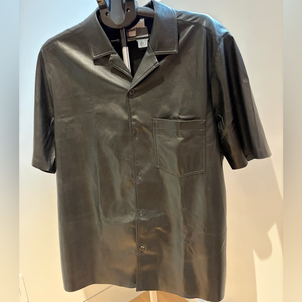Nanushka Black faux Leather Shirt